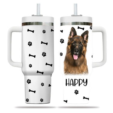 Custom Pet Photo Tumbler 40oz With Handle, Watercolor Pet Portrait From Photo Tumbler, Personalized Dog Face Photo Tumbler with Straw, Dog Lover Tumbler, Stainless Steel Tumbler, Insulated Tumbler 15